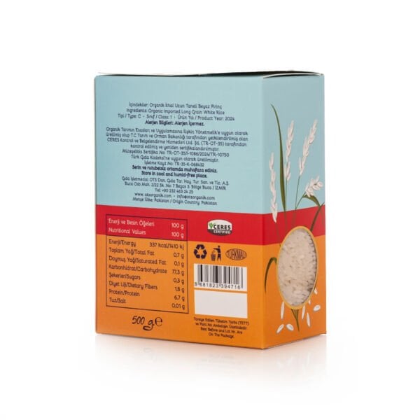 Ots Organik Uzun Taneli Beyaz Pirinç 500 g