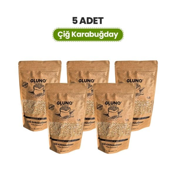 5 Adet Gluno Glutensiz Çiğ Karabuğday Tane 500 G