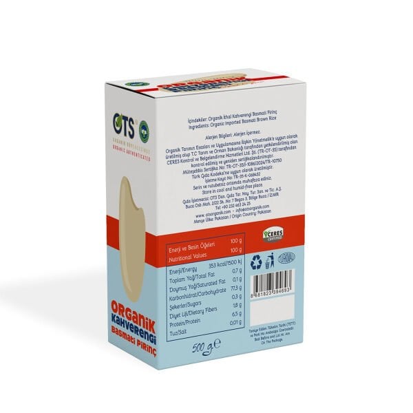 Ots Organik Kahverengi Basmati Pirinç 500 G
