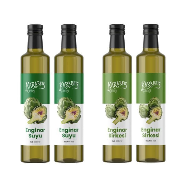 4'lü Set - 2 Enginar Suyu 500 cc, 2 Enginar Sirkesi 500 cc